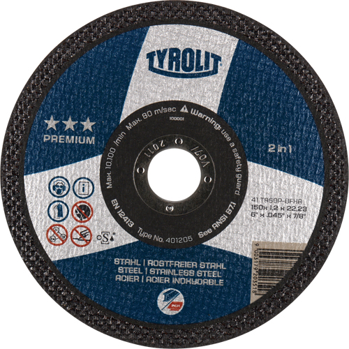Premium 2 In 1 Thincut Cut-Off Wheel, 7" x 1/16", 7/8" Arbor, Type 1, Aluminum Oxide, 8600 RPM Duraquip Inc