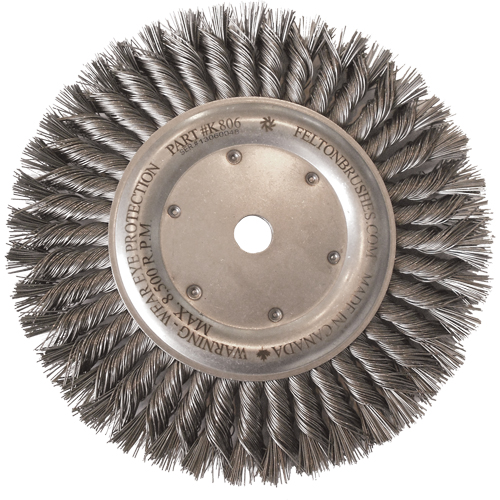 Wire Wheel Brushes, 8" Dia., 0.014" Fill, 5/8"-11 Arbor, Steel Duraquip Inc