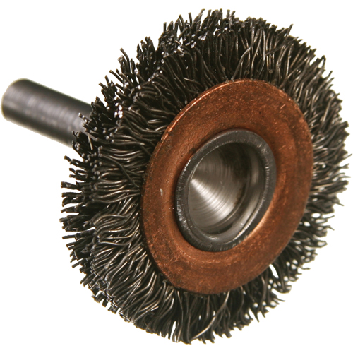 Brosses mont&eacute;es &agrave; fils cr&ecirc;p&eacute;s circulaires, 2", Fils 0,014", Tige 1/4" Duraquip Inc