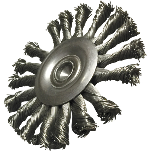 Brosses mont&eacute;es &agrave; fils nou&eacute;s circulaires, 3-1/2" dia., dia. Des fils 0,014", Tige 1/4" Duraquip Inc