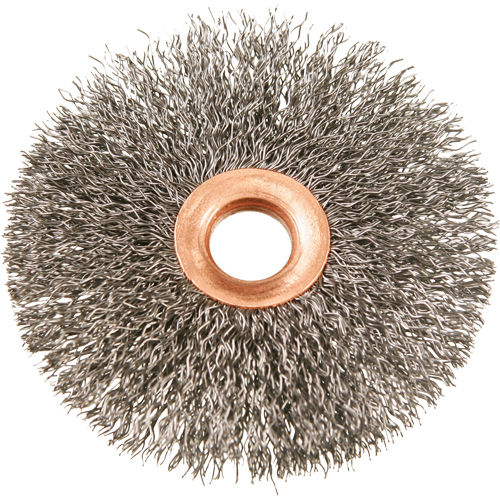 Brosses rotatives &agrave; fils cr&ecirc;p&eacute;s avec moyeu en cuivre 3", 3" dia., Fils 0,012", Arbre 1/2" Duraquip Inc