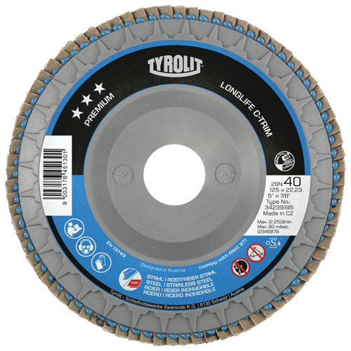 Disque &agrave; lamelles C-Trim robuste, 7" x 7/8", Type 29, Grain 40, Zirconium Duraquip Inc
