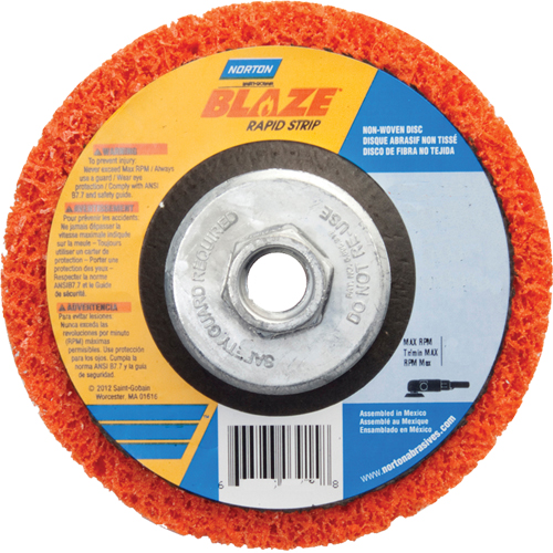 Disque &agrave; moyeu d&eacute;port&eacute; 4-1/2" non tiss&eacute; Blaze Rapid Strip, 4-1/2" dia., Grain Cors&eacute; Duraquip Inc