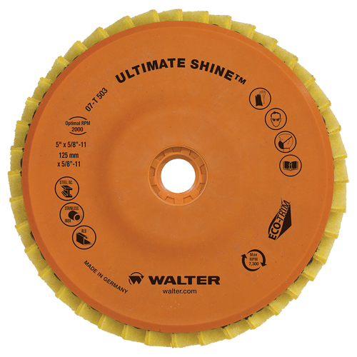 Disque &agrave; lamelles Ultimate Shine, 4-1/2" x 5/8"-11, Type 27, Grain Tr&egrave;s fin, Zirconium Duraquip Inc