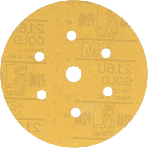 Hookit Dust-Free Sanding Disc, 6" Dia., P240 Grit, Aluminum Oxide, A-Weight Duraquip Inc