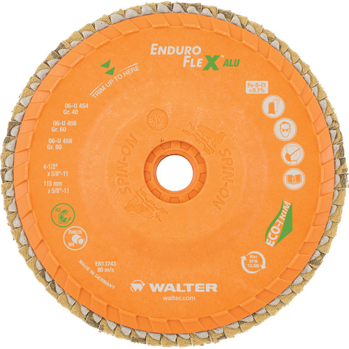 Disque &agrave; lamelles vissable Enduro-Flex Alu, 4-1/2" x 5/8"-11, Type 27, Grain 40, Alumine de zirconium Duraquip Inc