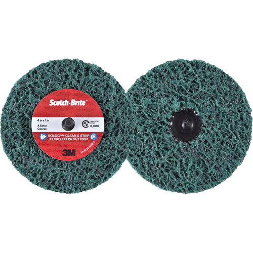 Scotch-Brite Roloc+ Clean & Strip XT Pro Extra Cut Disc, 4" Dia., Extra Coarse Grit, Aluminum Oxide Duraquip Inc