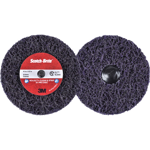 Scotch-Brite Roloc+ Clean & Strip XT Pro Disc, 4" Dia., Extra Coarse Grit, Silicon Carbide Duraquip Inc