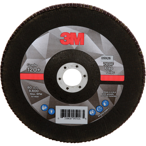 Disque &agrave; lamelles &agrave; changement rapide 769F, 7" x 7/8", Type 27, Grain 120+, Oxyde d'aluminium/C&eacute;ramique Duraquip Inc