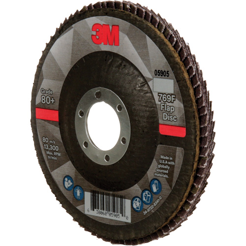 Disque &agrave; lamelles &agrave; changement rapide 769F, 4-1/2" x 7/8", Type 27, Grain 80+, C&eacute;ramique Duraquip Inc