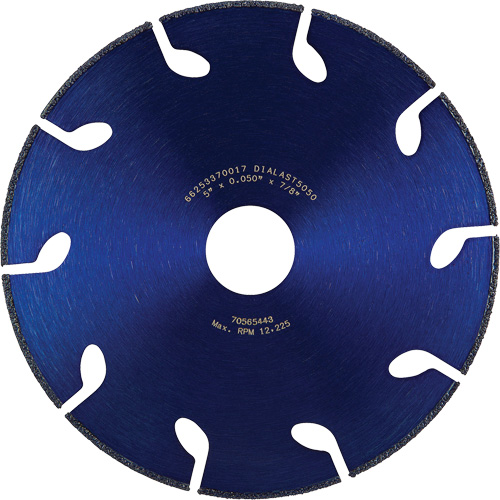 Dialast RightCut Cut-Off Wheel, 5" x 0.05", 7/8" Arbor, Type 01/41, Diamond, 12225 RPM Duraquip Inc