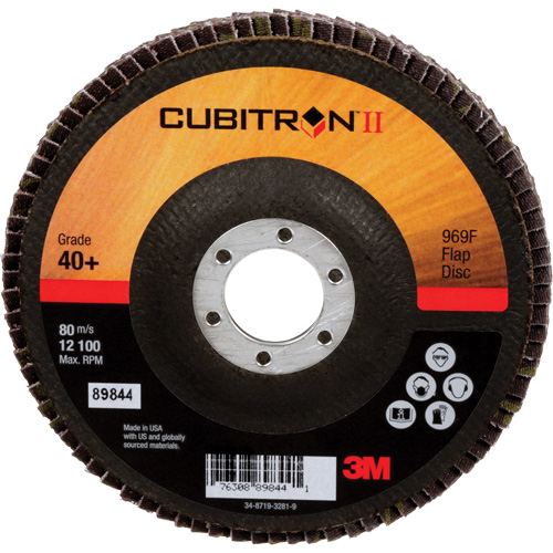 Disque &agrave; lamelles 969F Cubitron II , 5" x 7/8", Type 27, Grain 40+, C&eacute;ramique Duraquip Inc