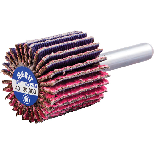 Mini-meule &agrave; lamelles mont&eacute;e sur tige, C&eacute;ramique d'alumine, Grain 40, 1" x 1" x 1/4" Duraquip Inc