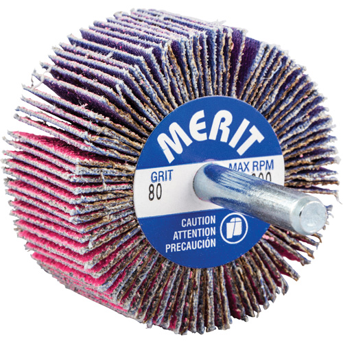 Shank Mounted Mini Flap Wheel, Ceramic Alumina, 80 Grit, 2" x 1" x 1/4" Duraquip Inc