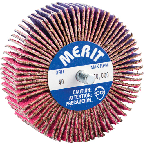 Threaded Mini Flap Wheel, Ceramic Alumina, 40 Grit, 3" x 1" x 1/4"-20 Duraquip Inc