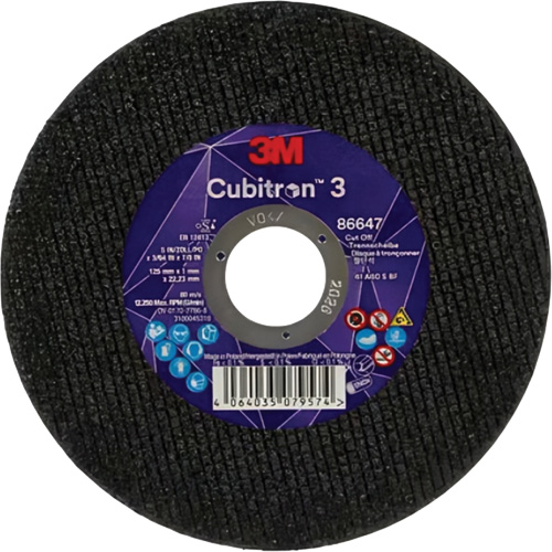 Disque de coupe Cubitron 3, 5" x 9/32", Arbre de 3/8", Type 41 Duraquip Inc