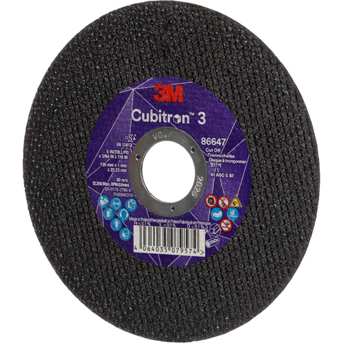 Disque de coupe Cubitron 3, 5" x 9/32", Arbre de 3/8", Type 41 Duraquip Inc