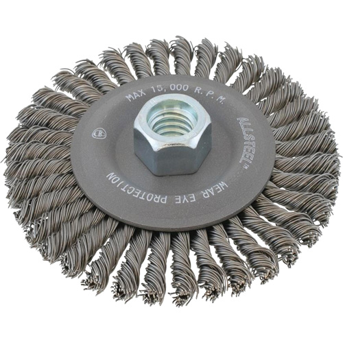 Brosse &agrave; fils m&eacute;talliques ALLSTEEL, 6" dia., Fils 0,02", Arbre 5/8"-11 Duraquip Inc