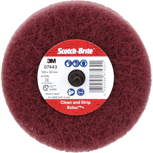 Roue de ponçage &agrave; usage g&eacute;n&eacute;ral Scotch-Brite Roloc Plus, 4" dia. Duraquip Inc