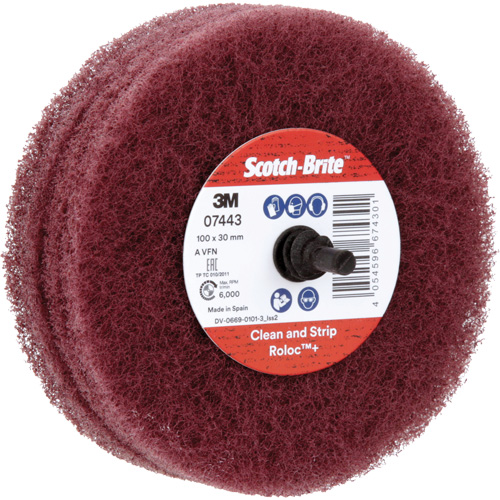 Roue de ponçage &agrave; usage g&eacute;n&eacute;ral Scotch-Brite Roloc Plus, 4" dia. Duraquip Inc