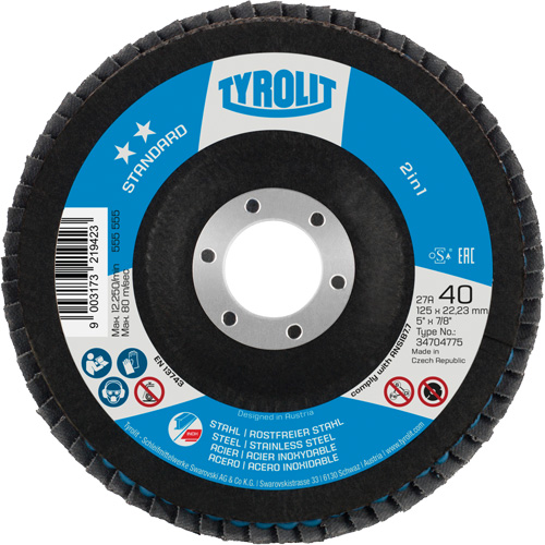 2-in-1 Flap Disc, 5" x Type 27A, 60 Grit Duraquip Inc