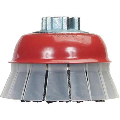 Brosse-boisseau &agrave; fils nou&eacute;s avec protecteur, 4" dia. x 5/8"-11 arbre Duraquip Inc