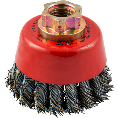 Knotted Wire Cup Brush, 2-3/4" Dia. x 5/8"-11 Arbor Duraquip Inc