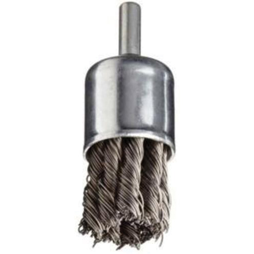 Stem Mounted Knotted Wire Brush, 1" Dia. x 1/4" Arbor Duraquip Inc