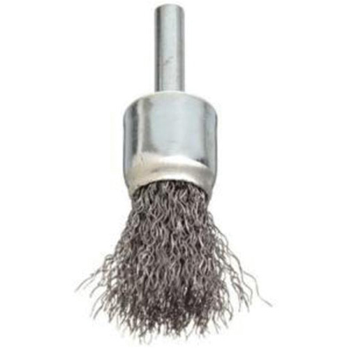 Stem Mounted Crimped Wire Brush, 3/4", 0.006" Fill, 1/4" Shank Duraquip Inc