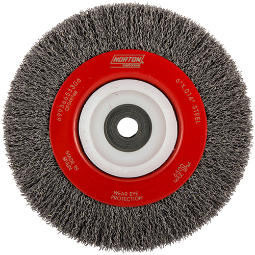 Roue d'&eacute;tabli sertie, 6" dia., Fils 0,014", Arbre 1/2"-2 Duraquip Inc