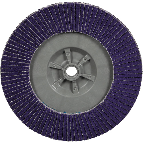 Disque &agrave; lamelles plate 1169F Cubitron 3 &agrave; changement rapide, 6" x 5/8"-11, Type T27, Grain 80+, C&eacute;ramique Duraquip Inc
