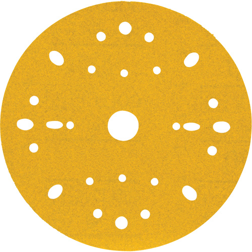 Hookit Gold Abrasive Disc, 6" Dia., 180 Grit, Aluminum Oxide, C-Weight Duraquip Inc