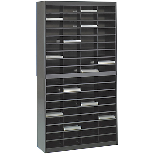 Heavy-duty Literature Organizers, Stationary, 72 Slots, Steel, 37-1/2" W x 12-3/4" D x 71" H Duraquip Inc