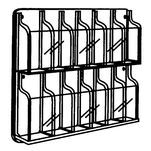 Literature Displays, Wall Mount, 9 Slots, Plastic, 30" W x 2" D x 36-7/8" H Duraquip Inc
