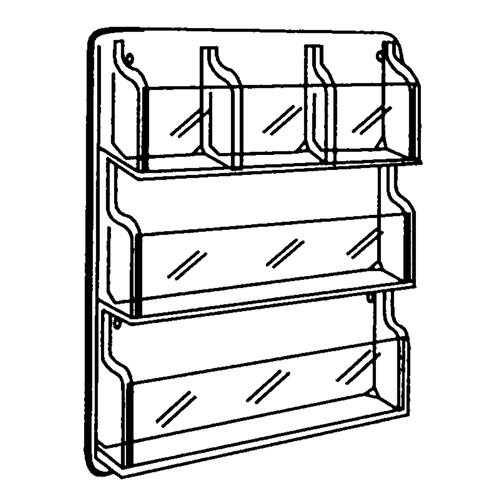 Literature Displays, Wall Mount, 9 Slots, Plastic, 30" W x 2" D x 36-7/8" H Duraquip Inc