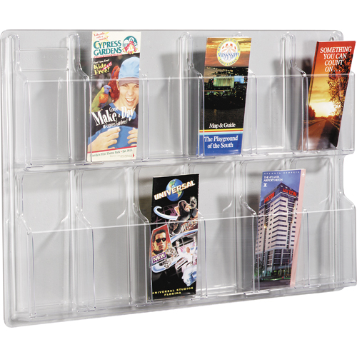 Literature Displays, Wall Mount, 12 Slots, Plastic, 30" W x 2" D x 20-3/8" H Duraquip Inc