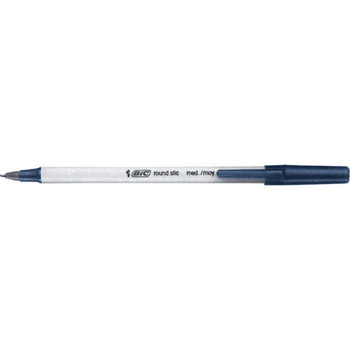 Bic&reg; Round Stic Ball Point Pen, Blue, 1 mm Duraquip Inc