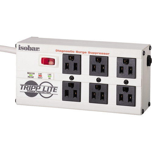 Isobar&reg; Premium Surge Suppressors, 6 Outlets, 2850 J, 1440 W, 6' Cord Duraquip Inc
