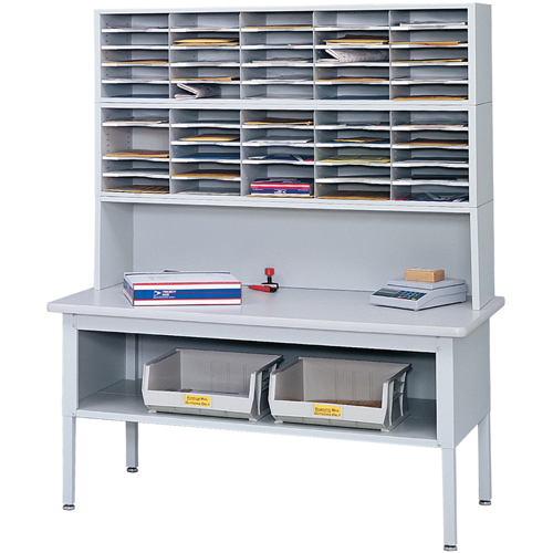 Mobilier E-Z Sort pour la salle du courrier- Tables de tri avec tablette-Dessus de table, 60" la x 28" p x 36" h, Stratifi&eacute; Duraquip Inc