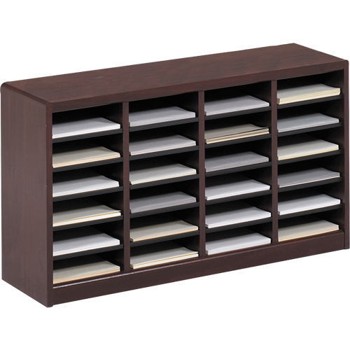 Casier &agrave; compartiments E-Z Stor pour documentation, Stationnaire, 24 fentes, Bois, 40" la x 11-3/4" p x 23" h Duraquip Inc