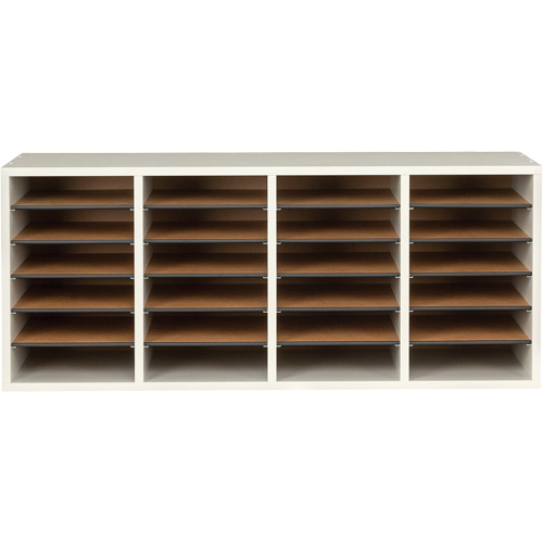 Casier &agrave; compartiments r&eacute;glable pour documentation, Stationnaire, 24 fentes, Bois, 39-1/4" la x 11-3/4" p x 16-1/4" h Duraquip Inc