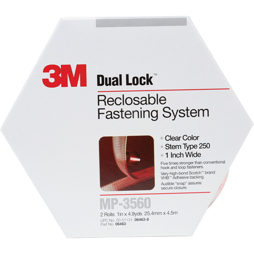 Attache refermable Dual Lock, Auto-appariement, 5 vg x 1", Adh&eacute;sif, Transparent Duraquip Inc