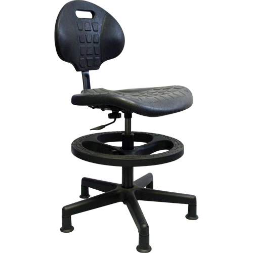 Heavy-Duty Stool , Stationary, Adjustable, 23" - 33", Polyurethane Seat, Black Duraquip Inc