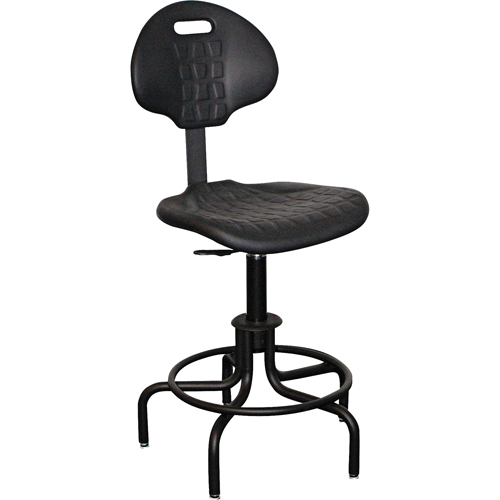 Tabouret avec dossier de s&eacute;rie 6000, Stationnaire, Ajustable, , Polyur&eacute;thane Si&egrave;ge, Noir Duraquip Inc