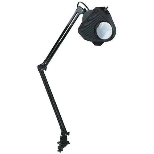 Lampe de travail avec loupe, 60 W, Fluorescent/Incandescente/DEL, Pince, Col 40", Noir Duraquip Inc