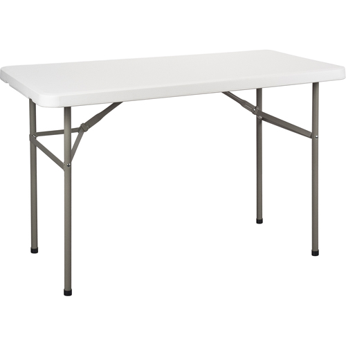 Folding Table, Rectangular, 48" L x 24" W, Polyethylene, White Duraquip Inc