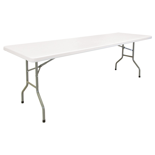 Folding Table, Rectangular, 96" L x 30" W, Polyethylene, White Duraquip Inc