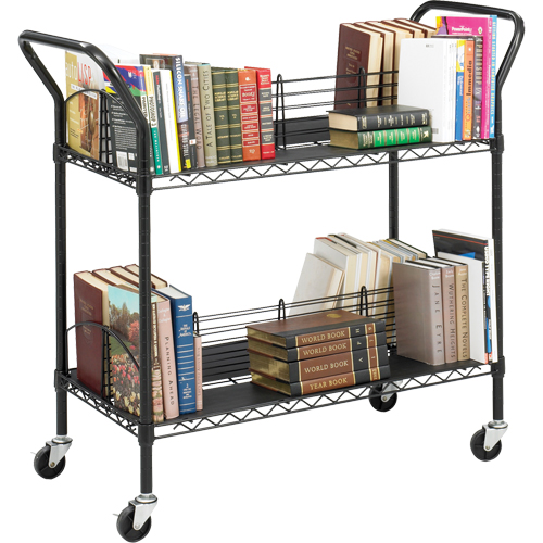 Double-Sided Wire Book Cart, 200 lbs. Capacity, Black, 18-3/4" D x 44" L x 39" H, Steel Duraquip Inc