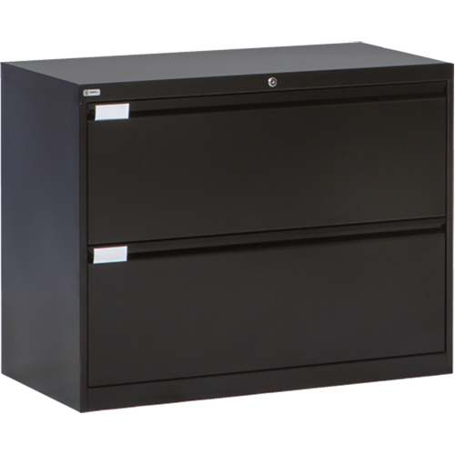 Lateral Filing Cabinet, Steel, 2 Drawers, 36" W x 18" D x 27-7/8" H, Black Duraquip Inc
