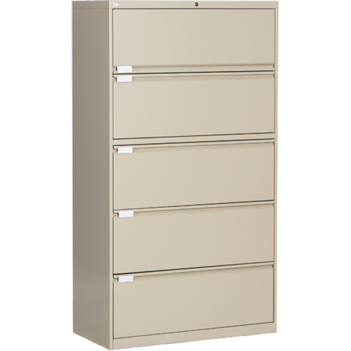 Classeur lat&eacute;ral, Acier, 5 tiroirs, 36" la x 18" p x 65-1/2" h, Beige Duraquip Inc
